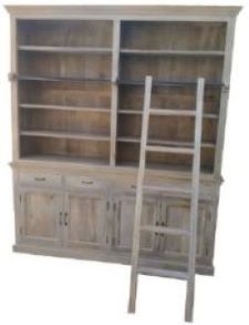 Two Part Library Hutch Bookcase With Sliding Ladder