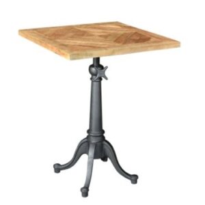 Industrial Teak & Iron Square Side Table