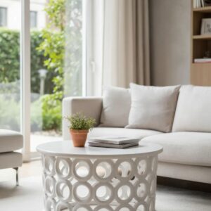 Modern Round Contemporary Shabby Chic Primitive Coffee Accent Side Table White