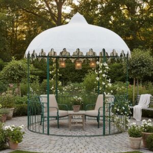 Solid Iron Garden Round House Gazebo Outdoor Decor Architectural