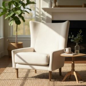 Linen High Back Lounge Chair Accent Office