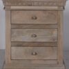 Hand Carved Nightstand Bedside End Tables 3 Drawers Accent