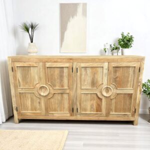 Modern Hand Carved Contemporary 4 Door Sideboard Credenza Buffet Server