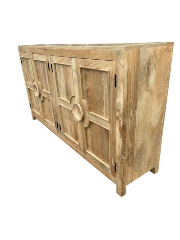 Modern Hand Carved Contemporary 4 Door Sideboard Credenza Buffet Server - Image 4