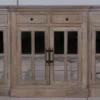 105'' Mirrored Door Breakfront Formal Credenza Entryway Media Console Cabinet Long Buffet Server Sideboard Driftwood Finish
