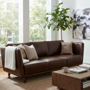Modern Dark Brown Leather Loveseat Couch Home Office Southwestern