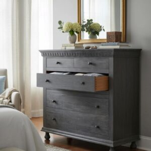 Maxwell 5 Drawer Dresser Distressed Bachelors Chest Bureau Bedroom Furniture Storage Modern Large