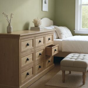 Contemporary Nine Drawer Dresser Sideboard Buffet Bedroom Dining Room Media Cabinet Den Country French Designer