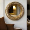 Round Modern Gold Large Accent Hanging Wall Mirror Entryway Bedroom Dining Bathroom