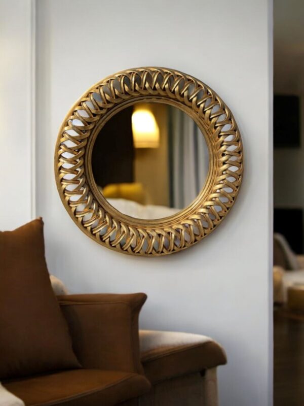 Round Modern Gold Large Accent Hanging Wall Mirror Entryway Bedroom Dining Bathroom