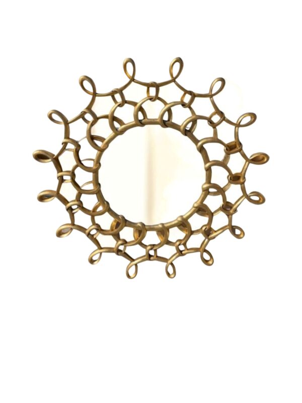 Round Modern Large Gold Wall Hanging Designer Mirror Chain Links Entryway Bedroom Bathroom Living Room