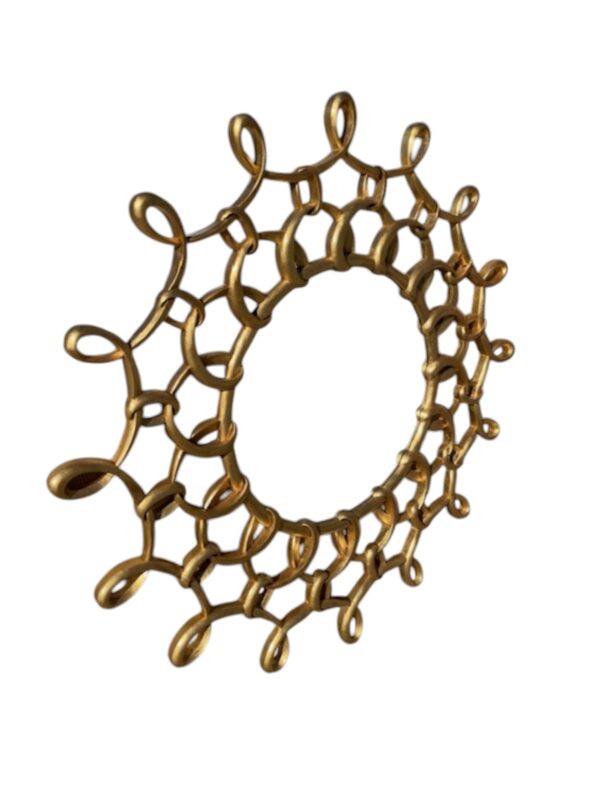 Round Modern Large Gold Wall Hanging Designer Mirror Chain Links Entryway Bedroom Bathroom Living Room - Image 3