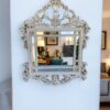 French Country Distressed Wall Accent Victorian Hand Carved Shabby Chic Framed Mirror Entryway Bathroom Den Gold/Off White