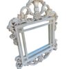 French Country Distressed Wall Accent Victorian Hand Carved Shabby Chic Framed Mirror Entryway Bathroom Den Gold/Off White - Image 4
