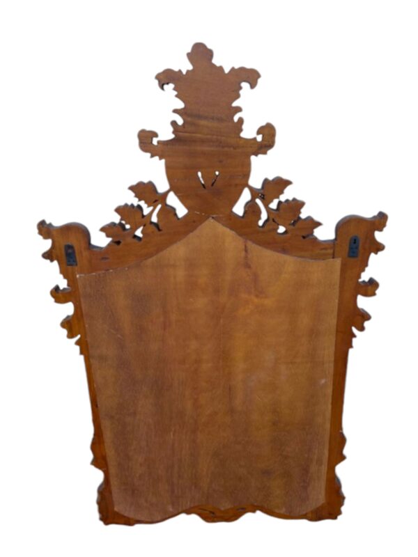 French Country Large Rustic Walnut Wall Decor Hanging Mirror Solid Wood Hand Carved Bathroom Den Living Room Accent Entryway - Image 7