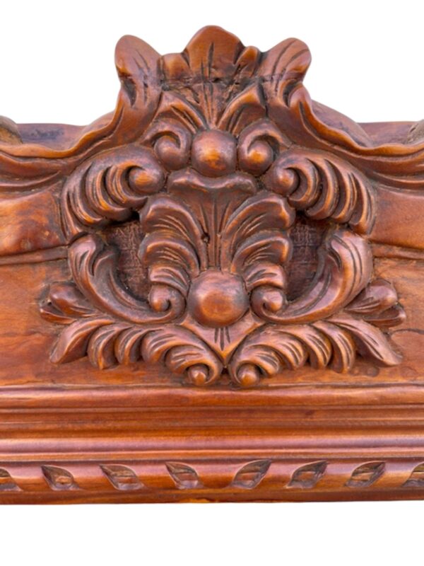 French Country Rustic Square Large Wall Hanging Hand Carved Solid Wood Accent Mirror Decor - Image 3