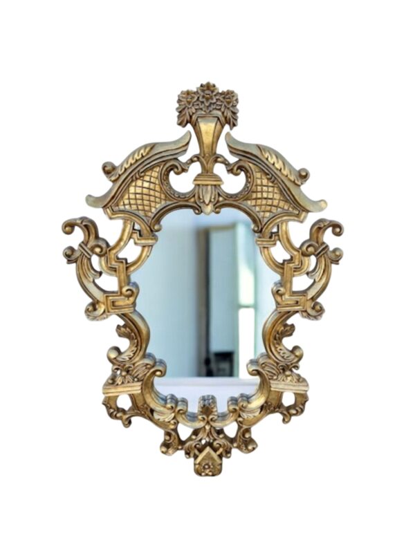 Hand Carved Floral Heart Gold Accent Wall Mount Elegant Oval Mirror French Country