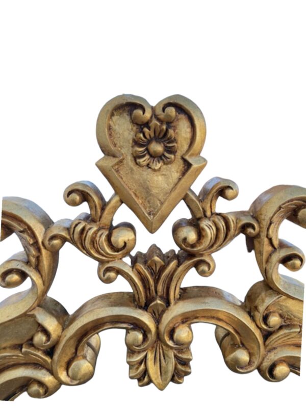 Hand Carved Floral Heart Gold Accent Wall Mount Elegant Oval Mirror French Country - Image 6