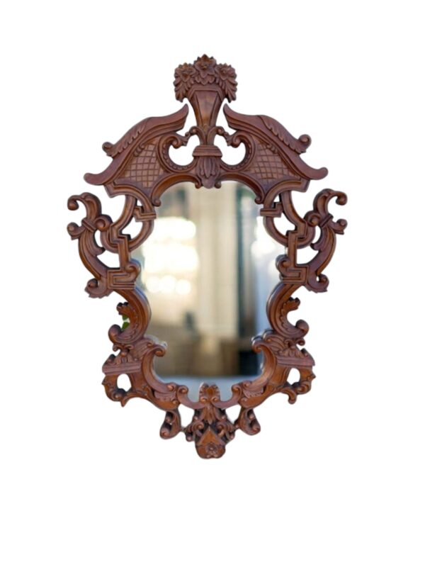 Rustic Hand Carved Floral Heart Oval Wall Mount Accent Living room Den Bathroom Large Mirror