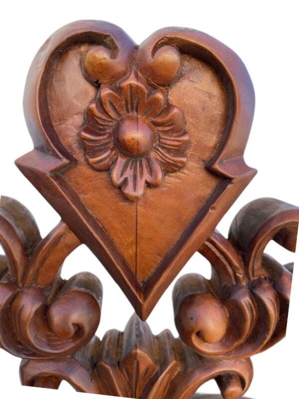 Rustic Hand Carved Floral Heart Oval Wall Mount Accent Living room Den Bathroom Large Mirror - Image 4