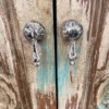 Coastal 2 Door Hand Carved Solid Wood Linen Kitchen Den Storage Cabinet Distressed Beach House Nautical - Image 4