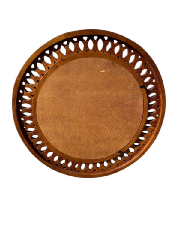 Wreath Hand Carved Mahogany Mirror Beveled Round Accent Entryway Bathroom Contemporary Modern Classical Traditional - Image 5