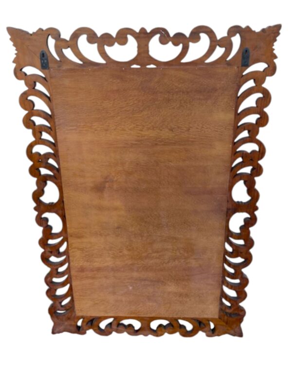 French Country Large Rustic Wall Hanging Square Hand Carved Solid Wood Accent Bathroom Den Living Room Entryway Wall Decor Mirror - Image 6