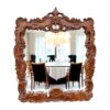 French Country Rustic Large Wall Hanging Hand Carved Solid Wood Accent Bedroom Dining Room Framed Mirror