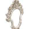 French Country Shabby Chic Large Accent Wall Decor Hanging Elegant Large Hand Carved Gold White Distressed Mirror - Image 5