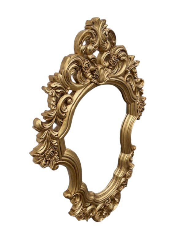 Classic Hand Carved Beveled Mirror Floral Gold Accent Dining Room Living Room Bathroom Hanging Mirror Solid Mahogany, not plastic resin - Image 4