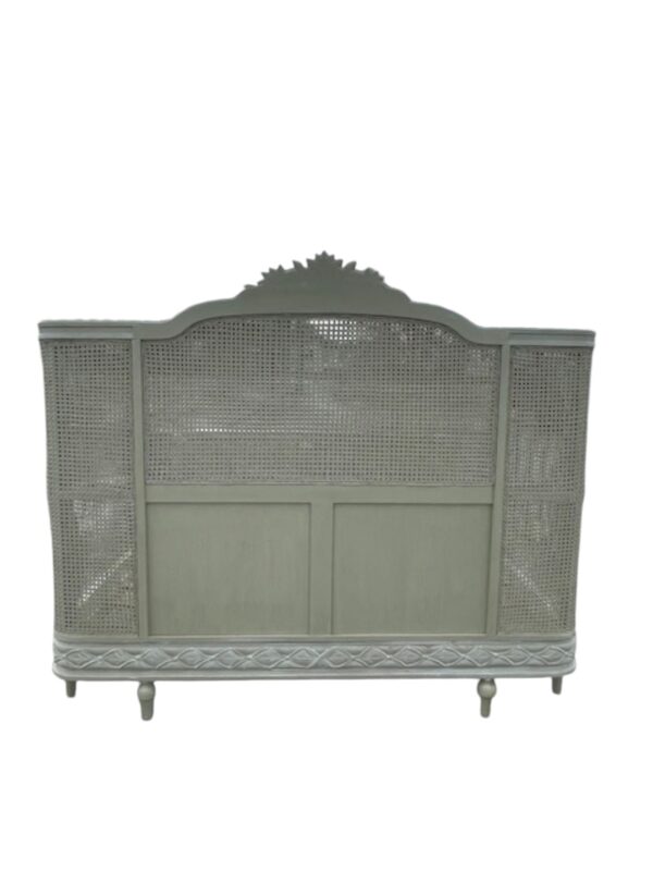 Country French Caned King Size Bed Complete Bedroom Furniture Shabby Chic Custom Wrap Around Foot Board Pastel Green Distressed - Image 5