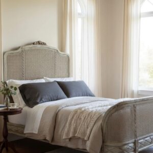 Country French Caned Queen Size Bed Complete Bedroom Shabby Chic Custom Wrap Around Foot Board Bedroom Furniture