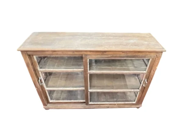 Farmhouse Reclaimed Sliding Glass Door Media Buffet Server Sideboard Storage Retail Display Cabinet Distressed - Image 2