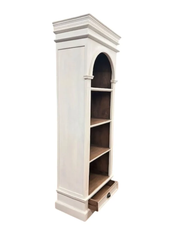 Roosevelt Single Arch Bookcase Coastal Display Cabinet 1 Drawer Modern White Den Kitchen Linen Storage Open Shelf Shabby Chich - Image 2