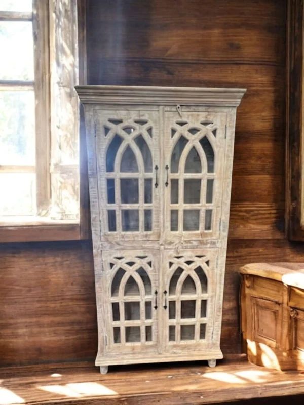 Cathedral 4 Glass Door Tall Modern Storage Pantry Den Display Cabinet Shelving Farmhouse Kitchen