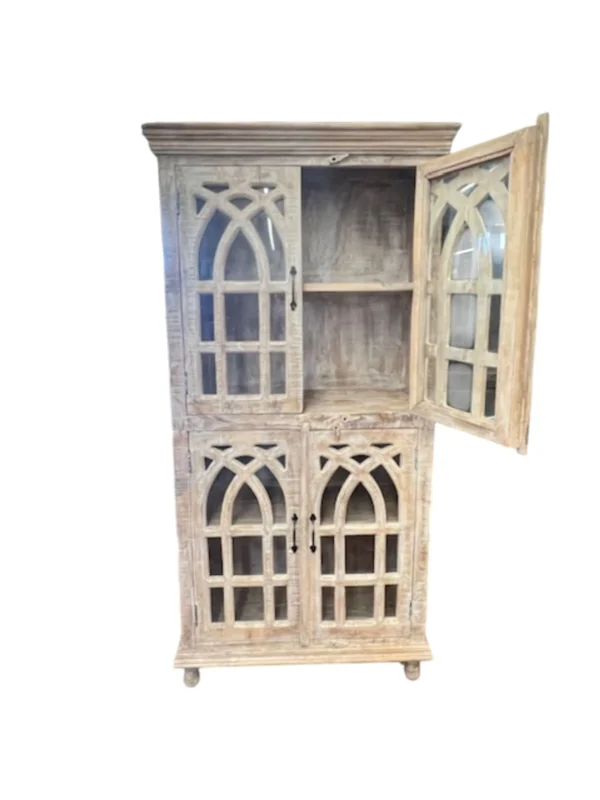 Cathedral 4 Glass Door Tall Modern Storage Pantry Den Display Cabinet Shelving Farmhouse Kitchen - Image 2