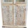 Floral Hand Carved Glass Display 4 Door Kitchen Den Storage Linen Pantry Narrow Tall Display Cabinet - Image 2