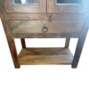 Farmhouse Tall Distressed 2 Door 1 Drawer Glass Display Storage Linen Pantry Kitchen Den Open Bottom Shelf Rustic Cabinet Distressed - Image 5