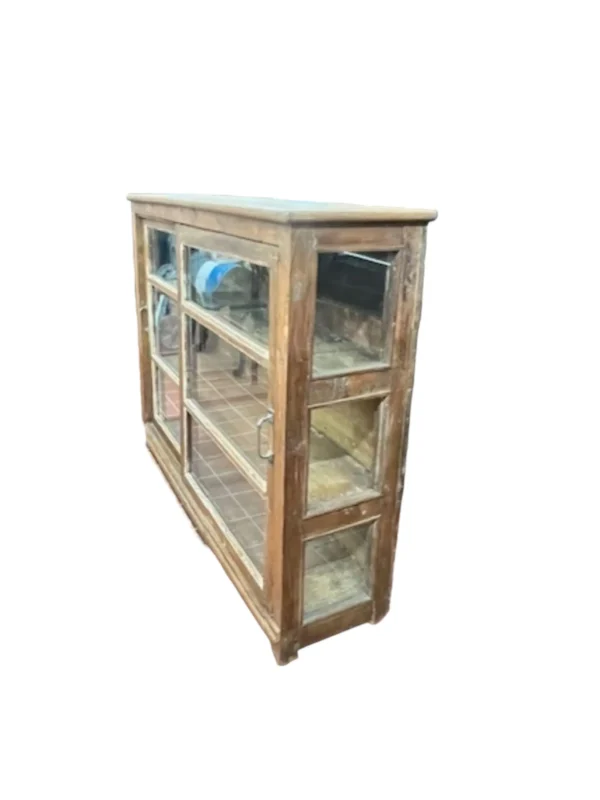 Farmhouse Reclaimed Sliding Glass Door Media Buffet Server Sideboard Storage Retail Display Cabinet Distressed - Image 3