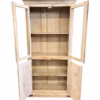 Floral Hand Carved Glass Display 4 Door Kitchen Den Storage Linen Pantry Narrow Tall Display Cabinet - Image 3
