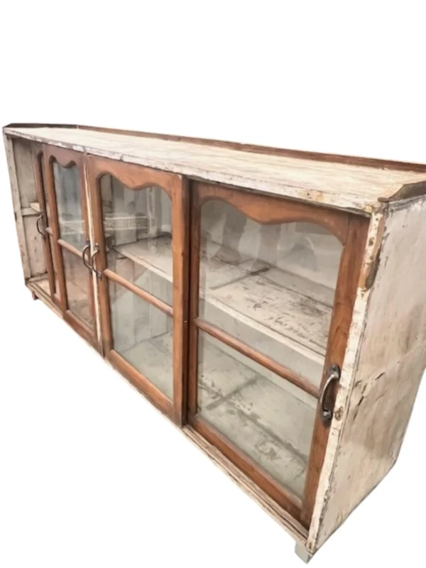 Reclaimed Timber Rustic Sliding Glass Door Media Sideboard Credenza Buffet Server Display Case Distressed Farmhouse Shabby Chic - Image 4