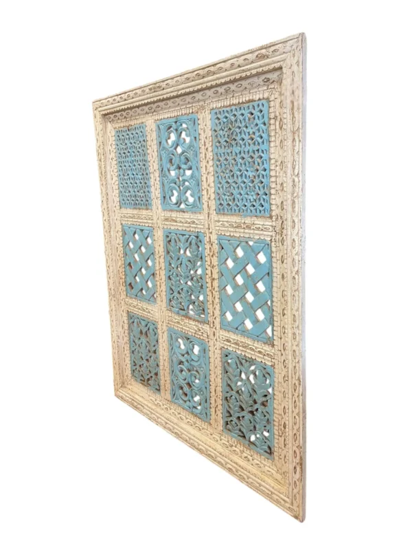 Modern Hand Carved Decorative Wall Art Home Decor Panel Hanging Large Blue Distressed Entryway Den Dining Coastal Large - Image 3