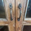 Farmhouse Tall Distressed 2 Door 1 Drawer Glass Display Storage Linen Pantry Kitchen Den Open Bottom Shelf Rustic Cabinet Distressed - Image 3