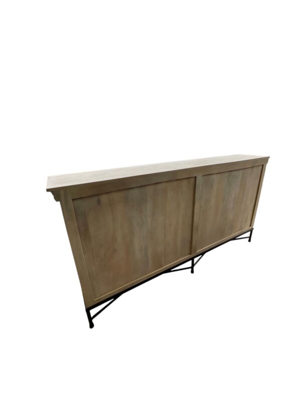Iron Base Modern Entertainment 4 Door Country French Farmhouse Credenza Buffet Server Sideboard Iron Base - Image 3