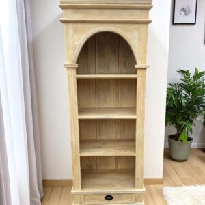 Roosevelt Single Arch Bookcase Coastal Display Cabinet 1 Drawer Modern Natural Pine Den Kitchen Linen Storage Open Shelf Shabby Chich