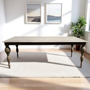 Barcelona French Country Long Distressed Rectangle Hand Carved Solid Wood Primitive Country Cottage Large Kitchen Coastal Dining Table