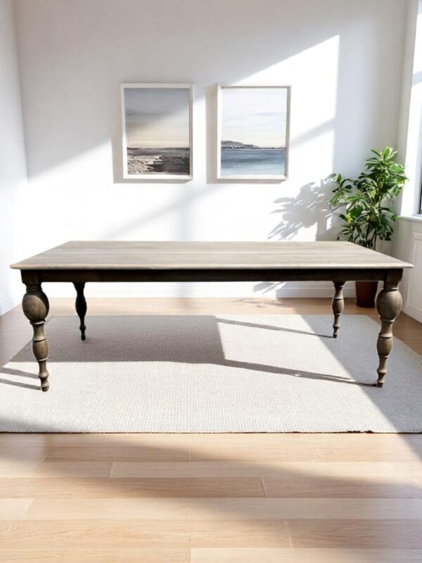 Barcelona French Country Long Distressed Rectangle Hand Carved Solid Wood Primitive Country Cottage Large Kitchen Coastal Dining Table