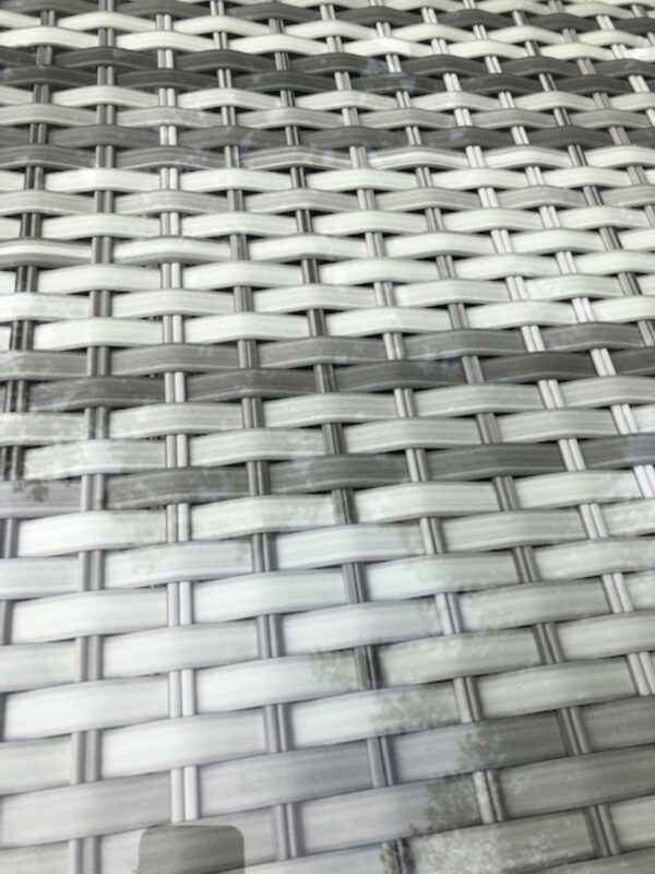 Patio Garden Cushioned 7 Piece Set Glass Top Grey White Modern Wicker Outdoor Furniture - Image 3