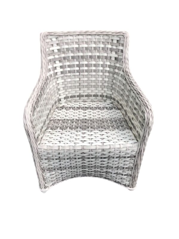 Patio Garden Cushioned 7 Piece Set Glass Top Grey White Modern Wicker Outdoor Furniture - Image 4