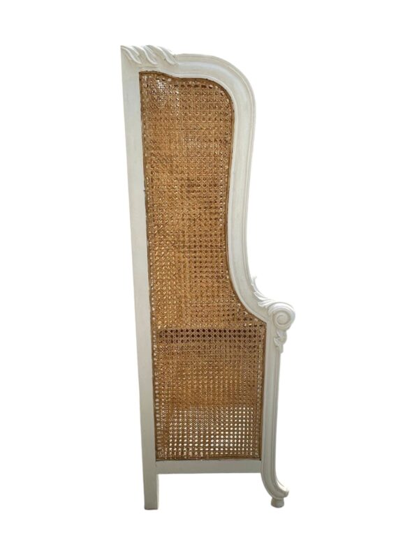 French Country King Headboard Double Hole Cane Carved Solid Mahogany Bedroom Designer Louis XV Continental Hand Crafted Rare Beach Coastal - Image 4